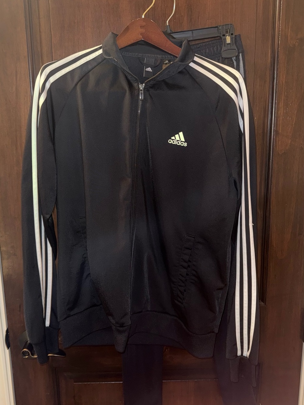 adidas Black Lightweight Track Jacket with White Stripes